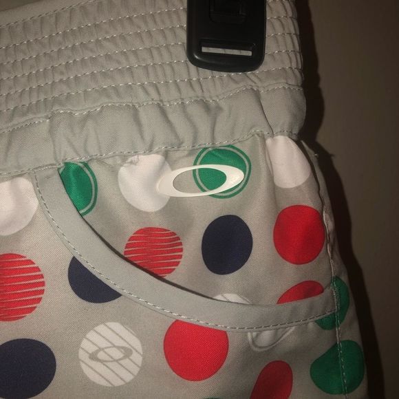Oakley Women's Polka Dot Shorts - White, Red, Blue - Picture 5 of 8